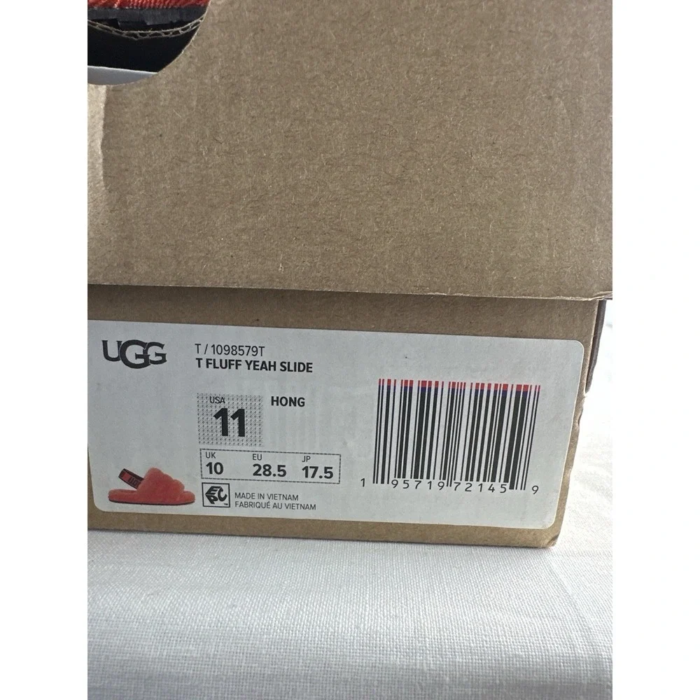 UGG Toddler Girls Fluff Yeah Slide Slippers Size 11T Hong Orange New w/ Box